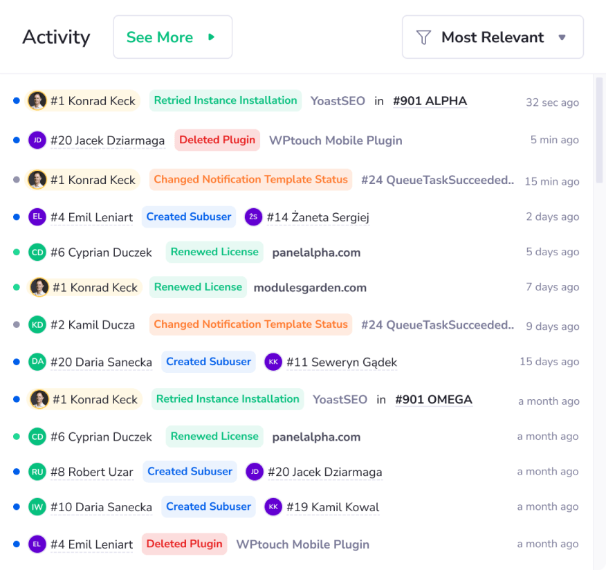 Logs - PanelAlpha Administration - Screenshot 3