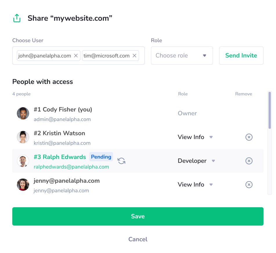 Instance Access Sharing - PanelAlpha Collaboration Environment - Screenshot 1
